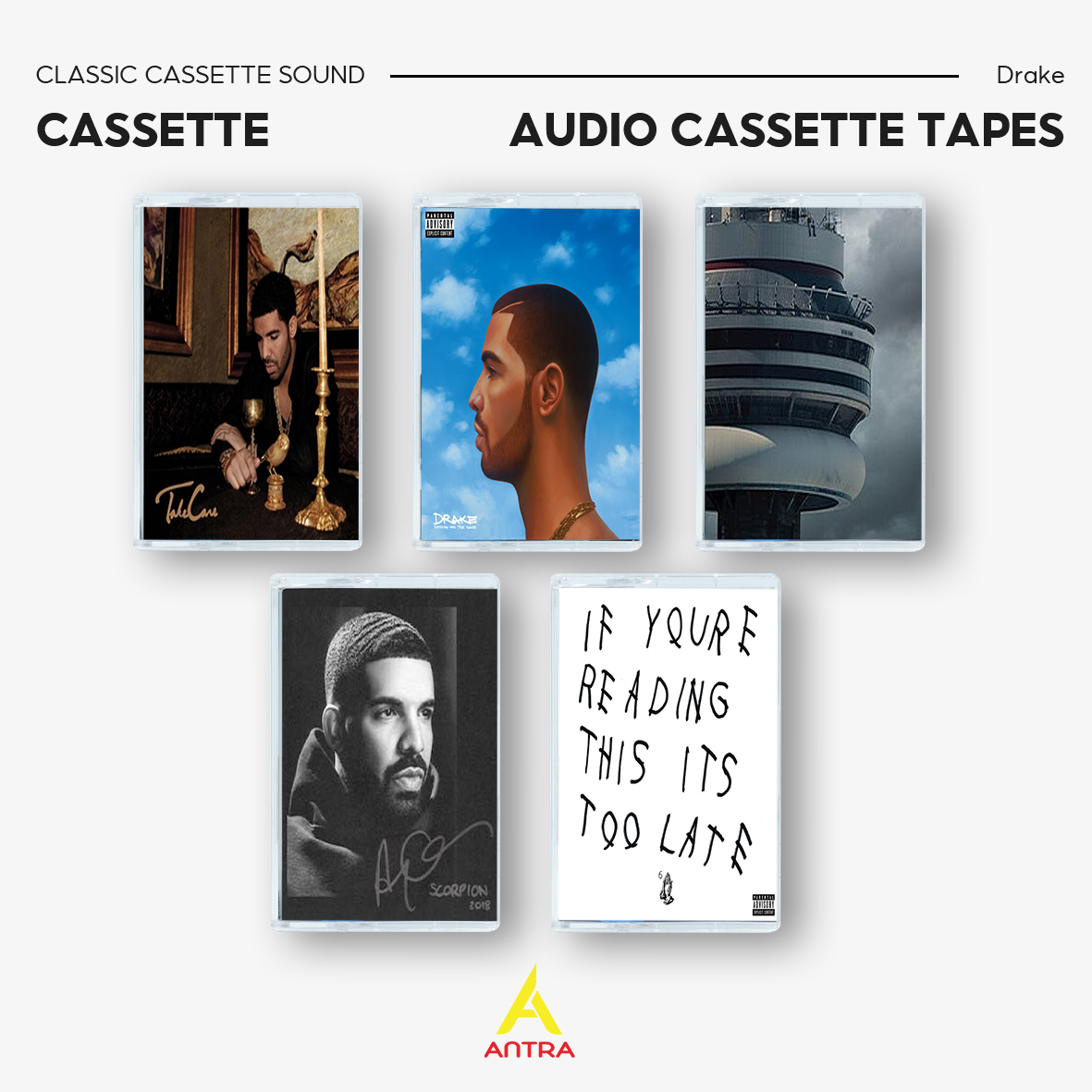 Drake Retro Cassette Tape Collection – Take Care, Nothing Was the Same, Views, Scorpion, If You’re Reading This It’s Too Late – Hip Hop & R&B Mixtape for Collectors