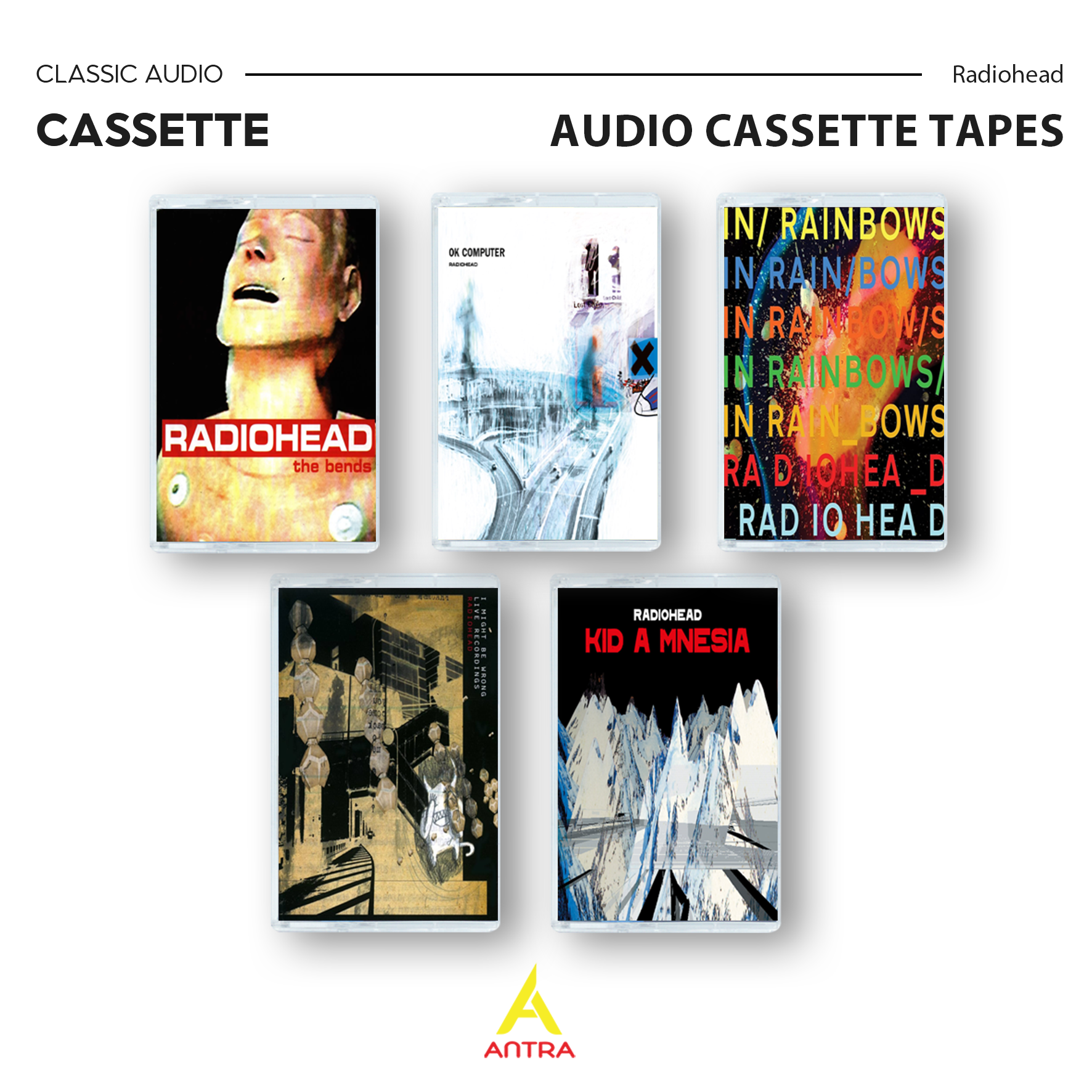 Radiohead Cassette Tape Collection – OK Computer, In Rainbows, Kid