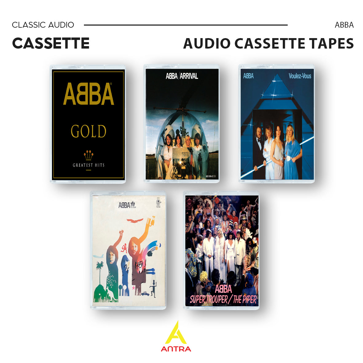 ABBA Cassette Tape Collection – Gold Greatest Hits, Arrival, Voulez-Vous, Self-Titled, Super Trouper/The Piper – Pop & Disco Classics