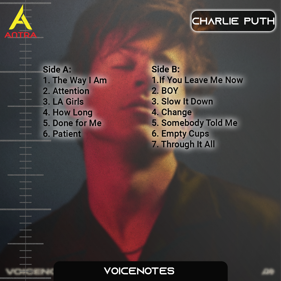 Charlie Puth Cassette Tape Collection – Voicenotes, Charlie, Nine Track Mind & Ego – Pop Mixtape Set