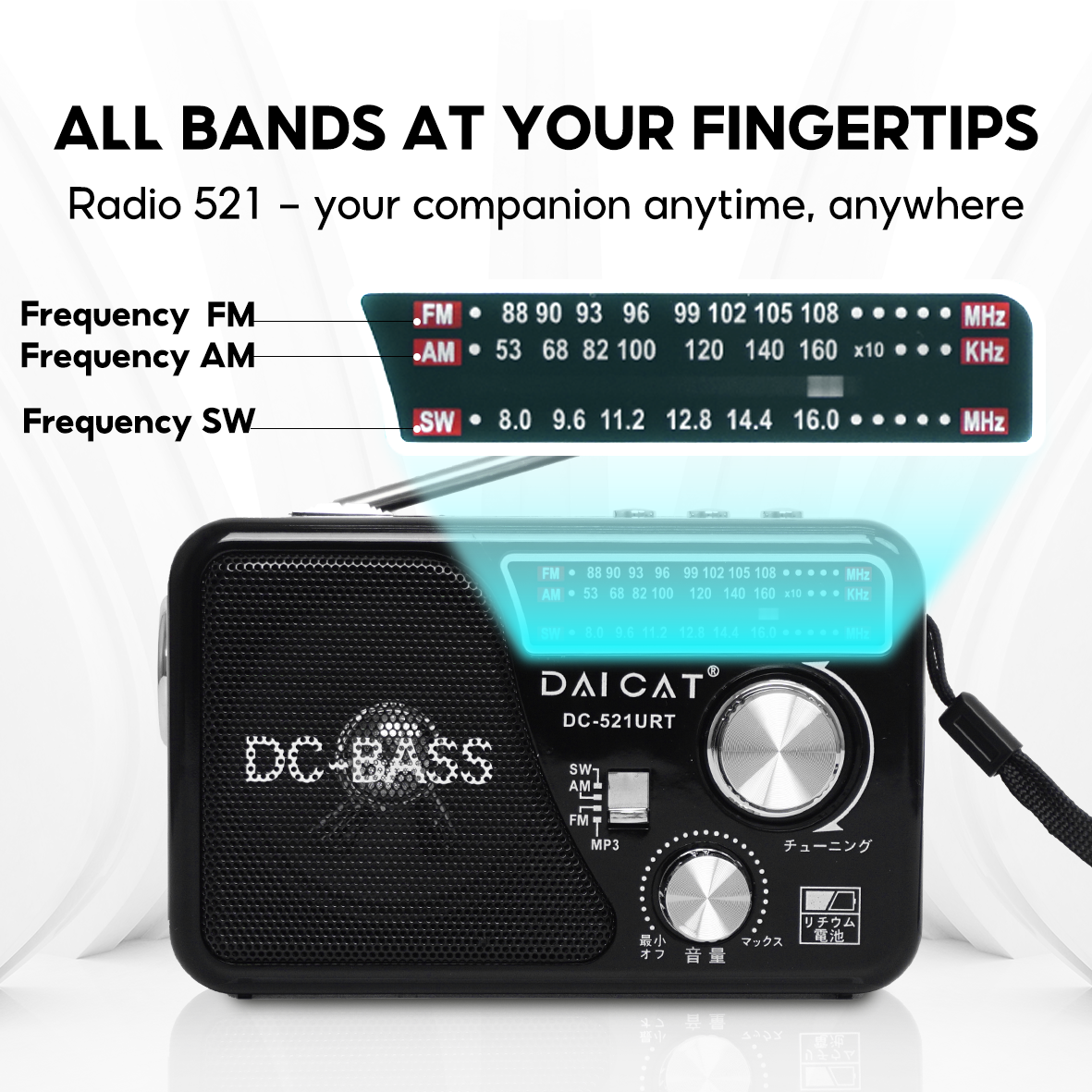 Multi-Band Retro Style Radio 521URT | Portable MP3 Player, Bluetooth Speaker & free USB