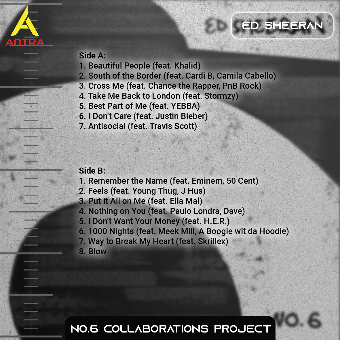 Ed Sheeran Cassette Collection – Divide, D Play, Subtract & No.6 Collaborations Project – Pop & Acoustic Mixtape Set