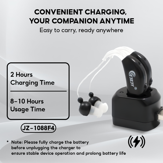 TJZJY 1088F4 High Quality Hearing Aid, Wearable on Both Ears for the Elderly, Clear Sound, No Noise, 12 Month Warranty