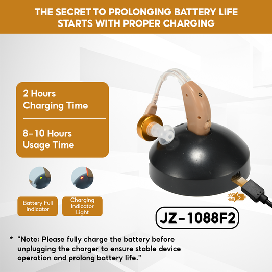 Genuine High-End TJZJY 1088F2 Hearing Aid, 4 Clear Sound Levels, Comfortable to the Ears, 12-Month Warranty