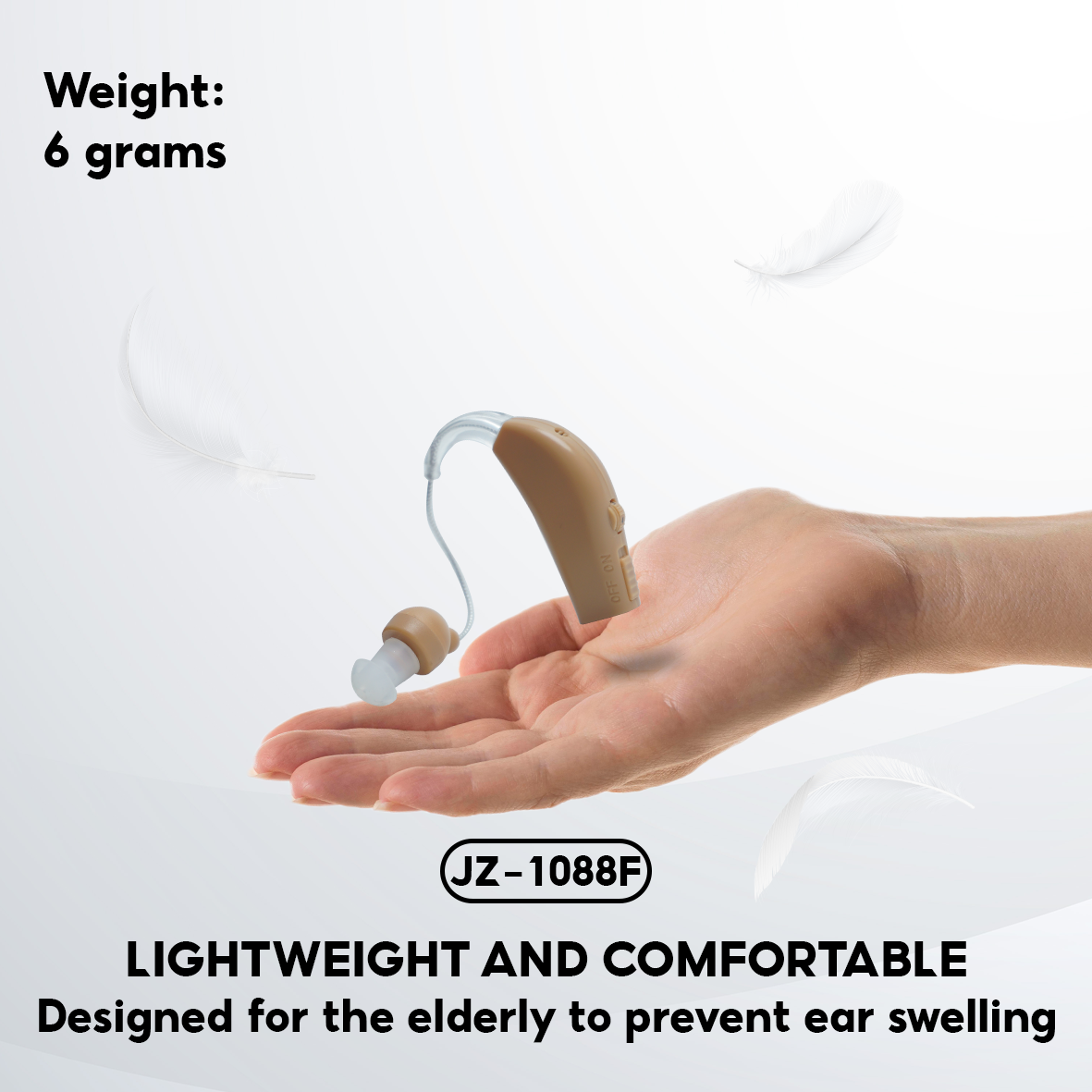 Hearing Aid, High-end Hearing Aid Headphones TJZJY 1088F Wireless Rechargeable For The Elderly, 12-Month Warranty