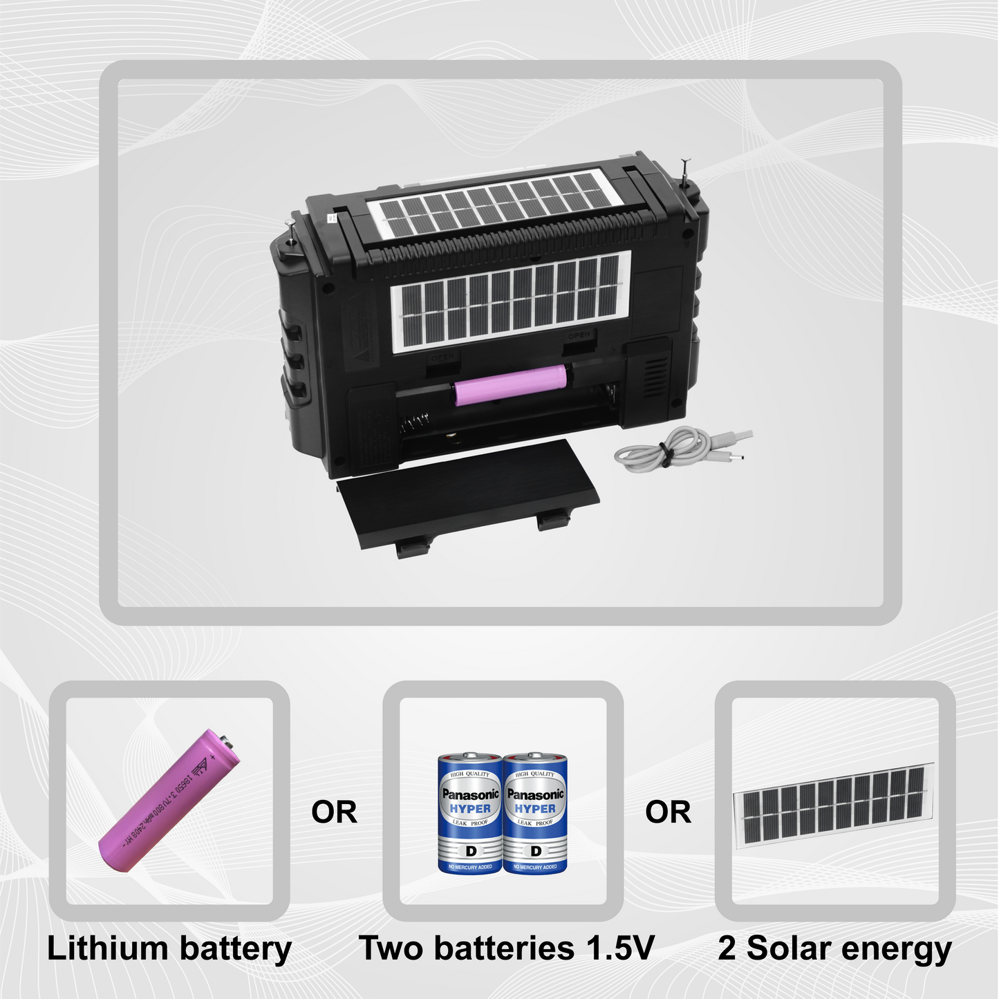 Multi-Band Radio FP-722S | AM FM SW, Bluetooth, Solar Powered & Free USB and Free Shipping
