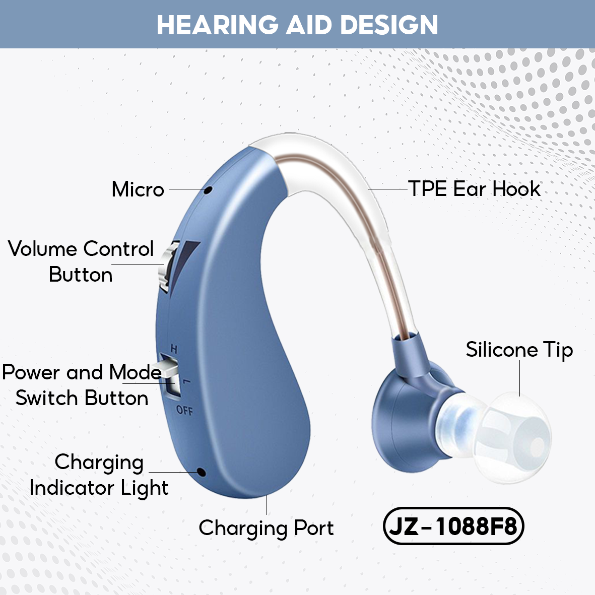 TJZJY 1088F8 Rechargeable Wireless Hearing Aid Headphones For The Elderly, Clear Sound, No Noise, Easy To Use, 12 Month Warranty