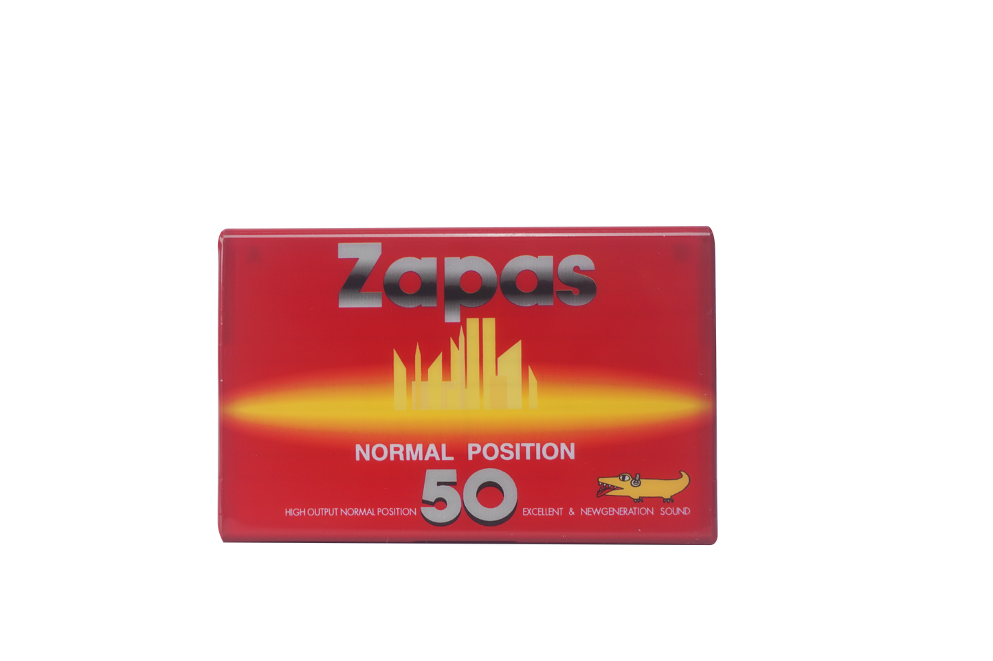 Zapas 50-Minute Blank Cassette Tape - High Output Normal Position, Clear Sound, Transparent Shell, Red Sleeve, Box of 10 Tapes
