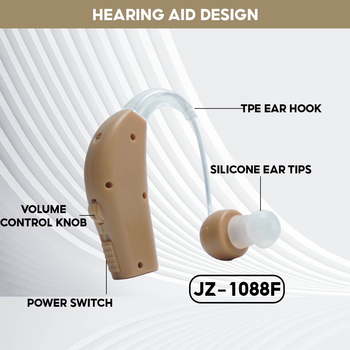 Hearing Aid, High-end Hearing Aid Headphones TJZJY 1088F Wireless Rechargeable For The Elderly, 12-Month Warranty