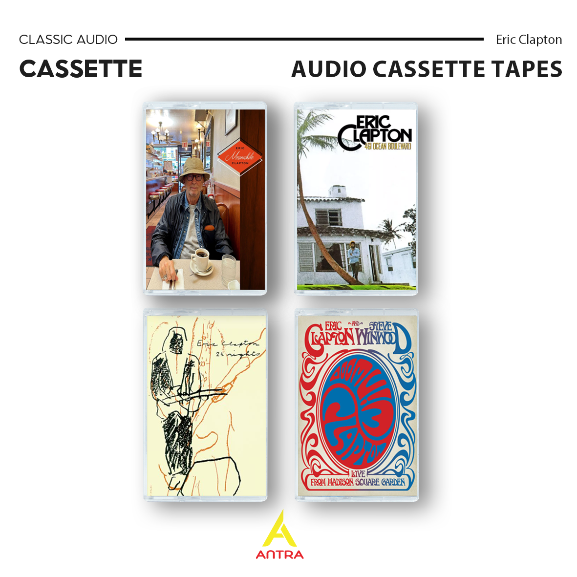 Eric Clapton Cassette Collection – 461 Ocean Boulevard, 24 Nights, The Lady in the Balcony & Live with Steve Winwood