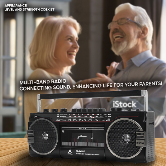 Retro Radio Cassette ANTRA EL-149BT – Bluetooth, SD, Multi-Band Radio, Dual Speakers & Free USB and 1 Cassette Tape