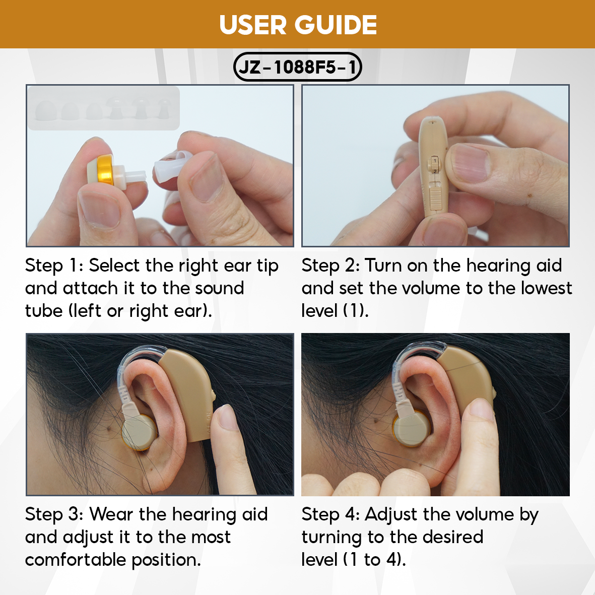 TJZJY 1088F5 Wireless Hearing Aid for the Elderly, Clear Hearing, 12 Month Warranty