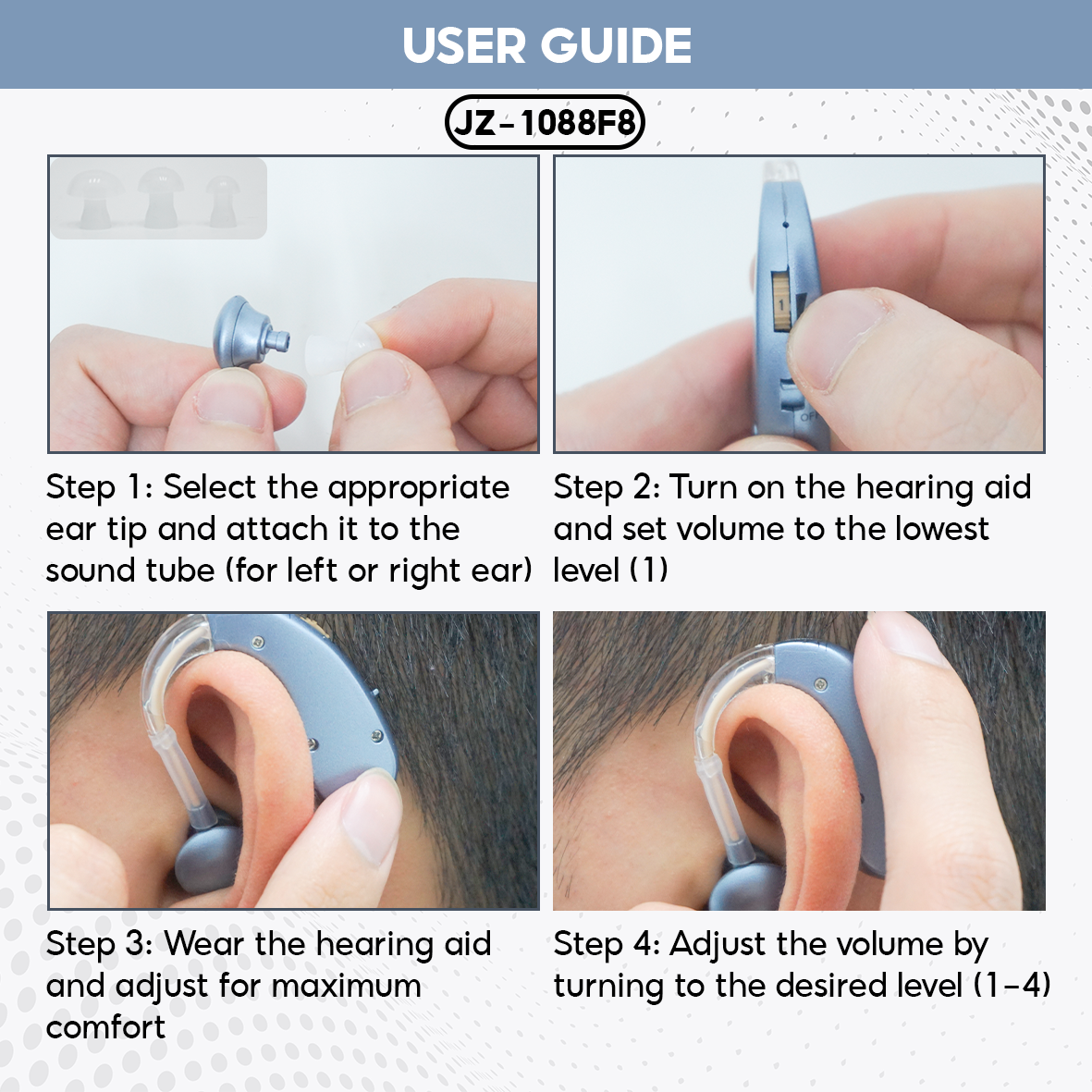 TJZJY 1088F8 Rechargeable Wireless Hearing Aid Headphones For The Elderly, Clear Sound, No Noise, Easy To Use, 12 Month Warranty