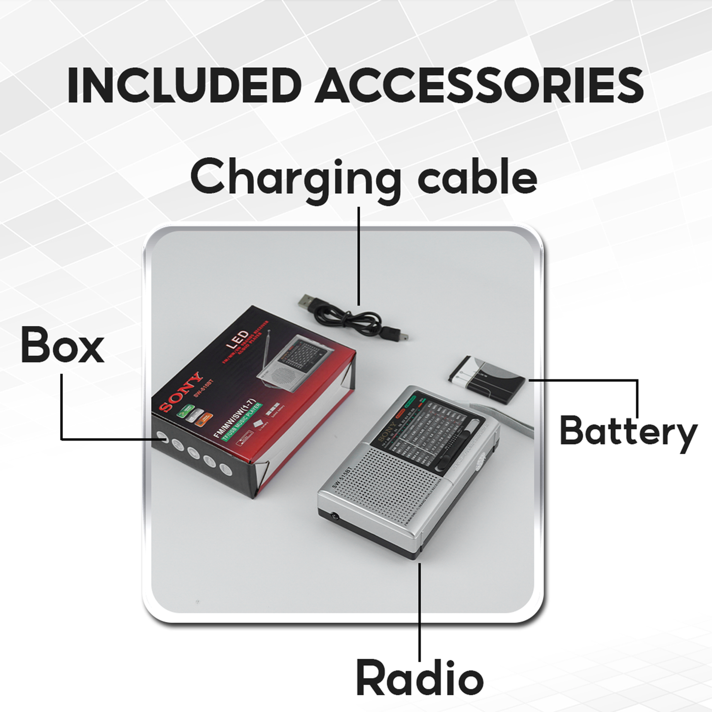 SW-515BT Classic Style Radio - Portable 9-Band Receiver with MP3 Playback & USB/TF Support