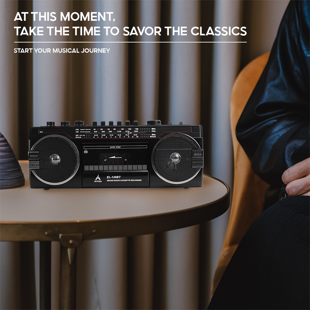 Retro Radio Cassette ANTRA EL-149BT – Bluetooth, SD, Multi-Band Radio, Dual Speakers & Free USB and 1 Cassette Tape