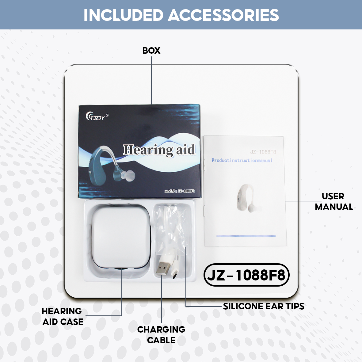 TJZJY 1088F8 Rechargeable Wireless Hearing Aid Headphones For The Elderly, Clear Sound, No Noise, Easy To Use, 12 Month Warranty