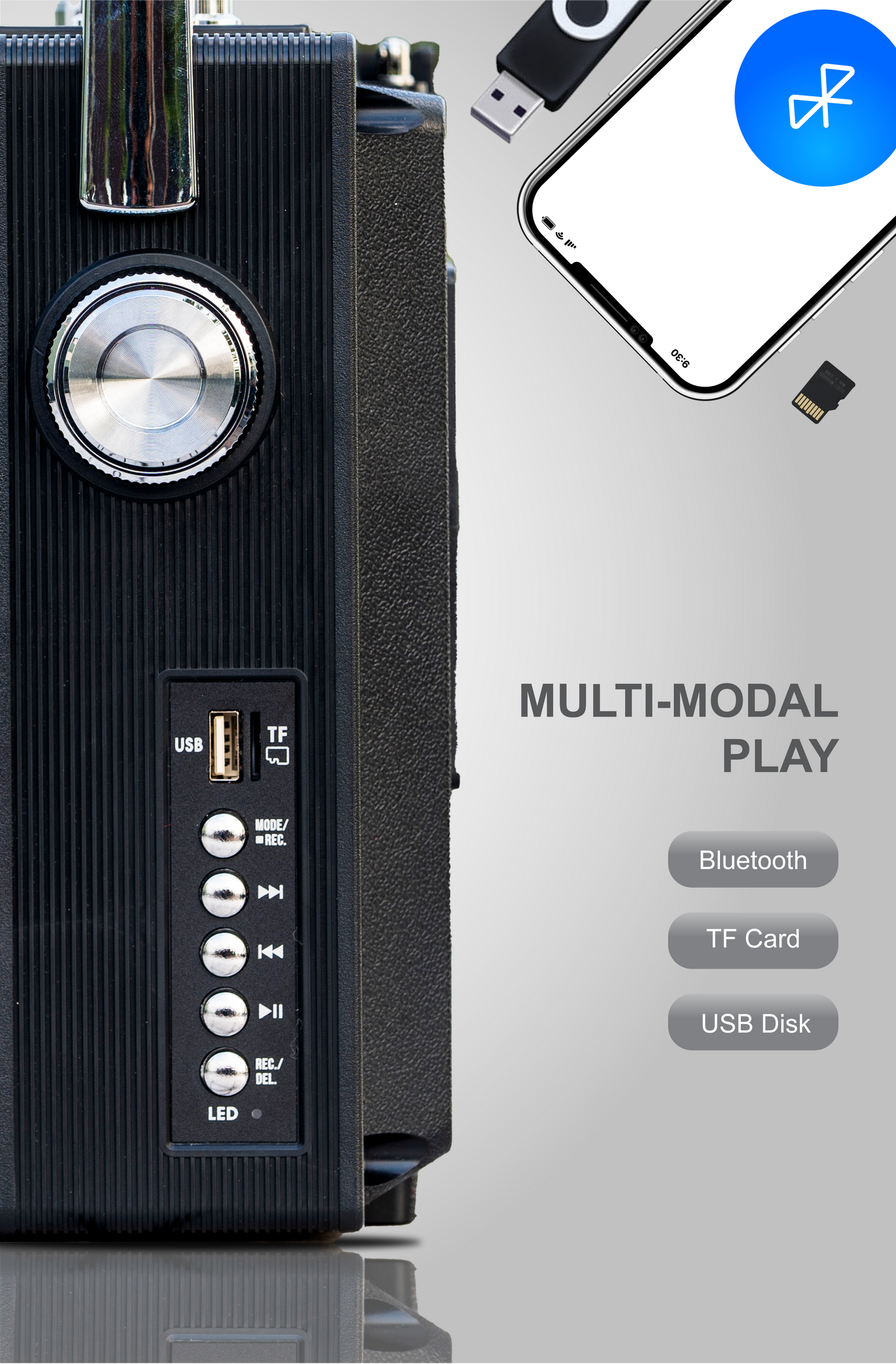 Radio AT-777 Retro Boombox Cassette Recorder | Bluetooth Radio with FM/AM/SW, Dual 5-Inch Stereo Speakers & Free USB and 1 Cassette Tape