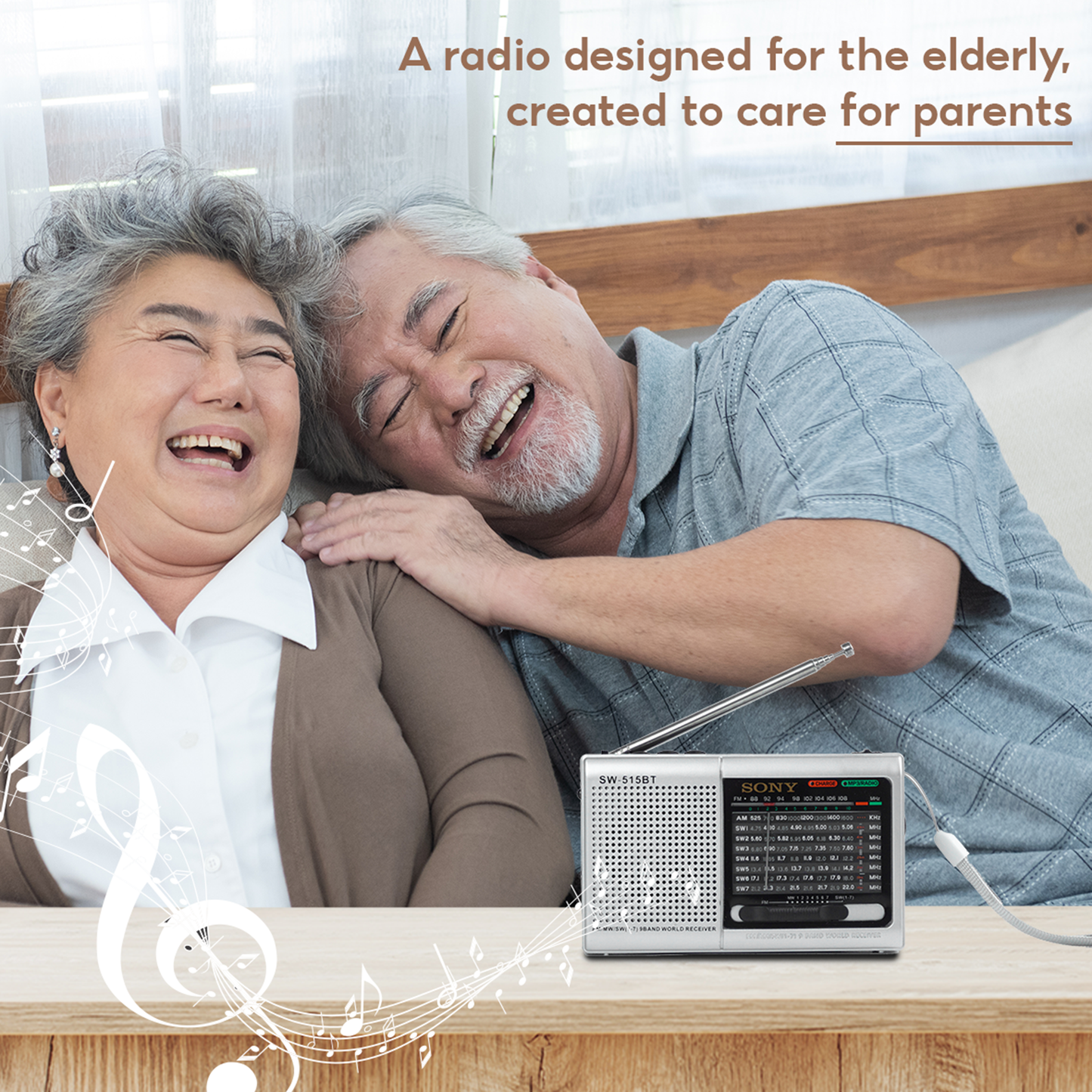 SW-515BT Classic Style Radio - Portable 9-Band Receiver with MP3 Playback & USB/TF Support
