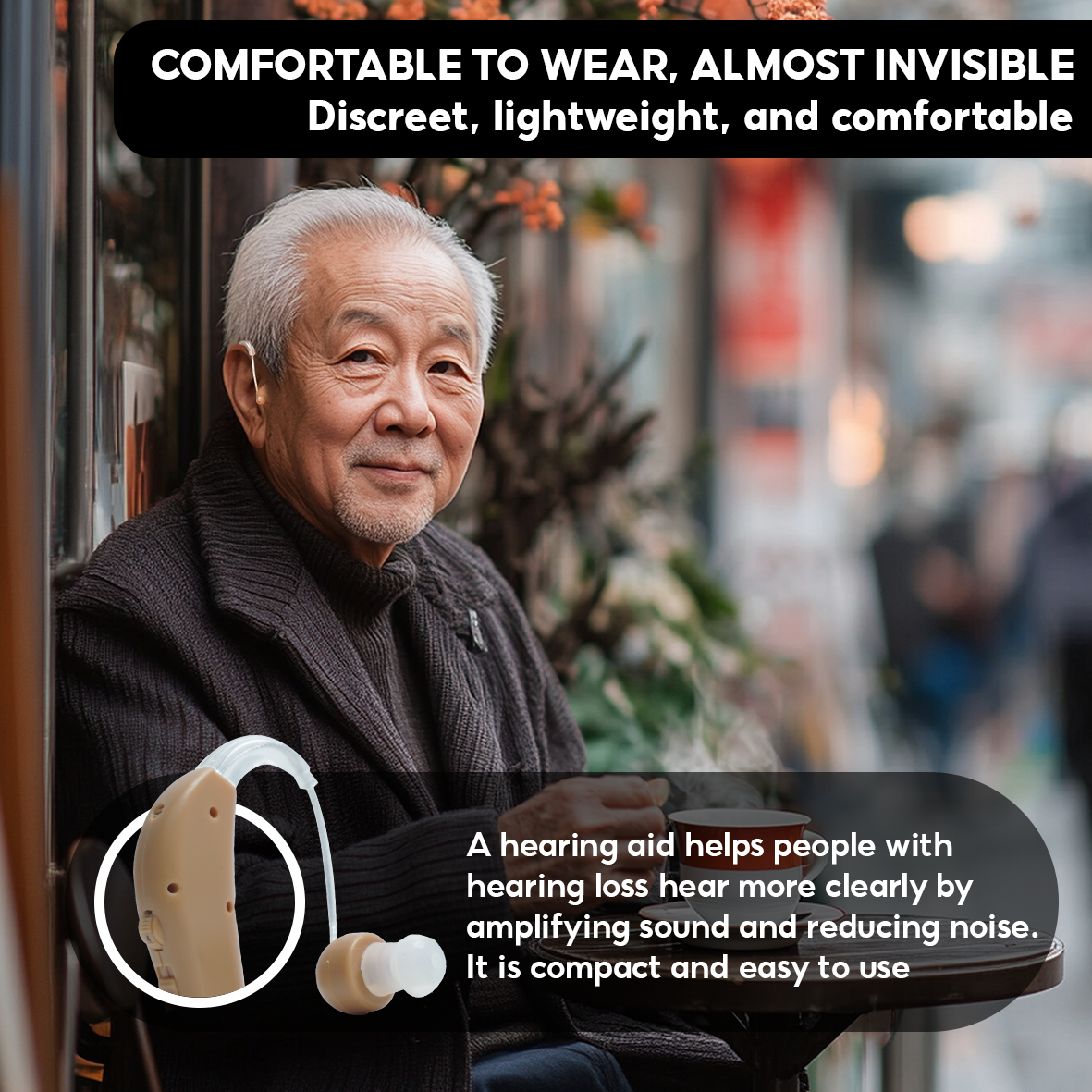 Hearing Aid, High-end Hearing Aid Headphones TJZJY 1088F Wireless Rechargeable For The Elderly, 12-Month Warranty