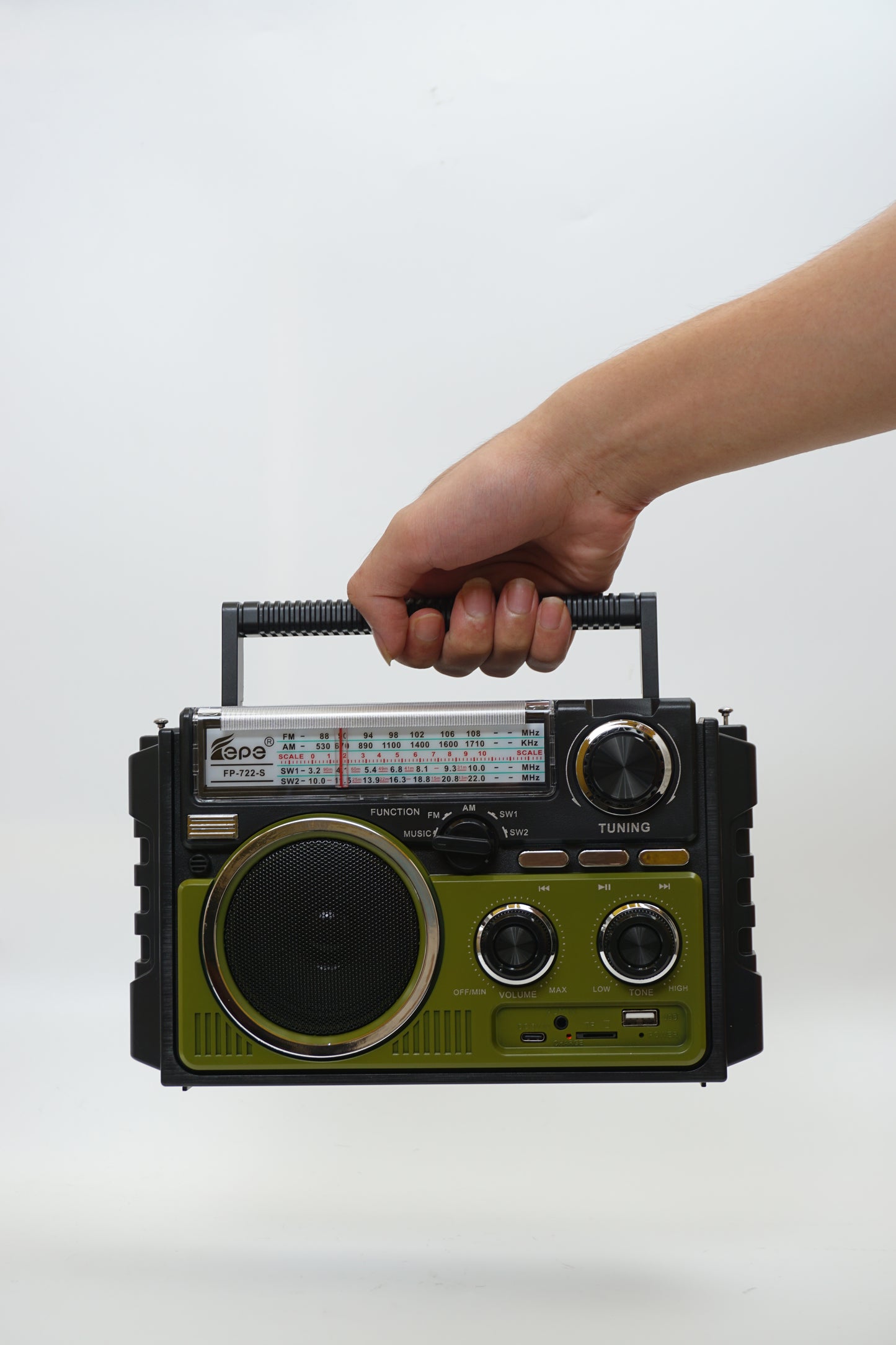 Multi-Band Radio FP-722S | AM FM SW, Bluetooth, Solar Powered & Free USB and Free Shipping