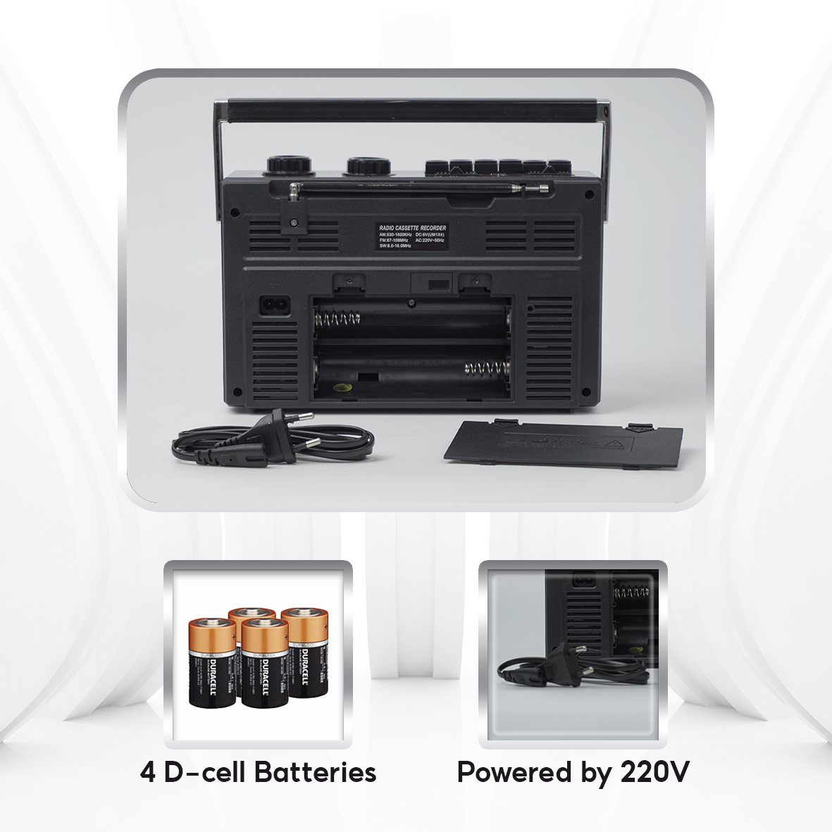 PX-333BT Shortwave Radio Classic Design, Bluetooth Connection, Memory Card, Headphone, AM/FM/SW, 12-month Warranty & Free USB and 1 Cassette Tape