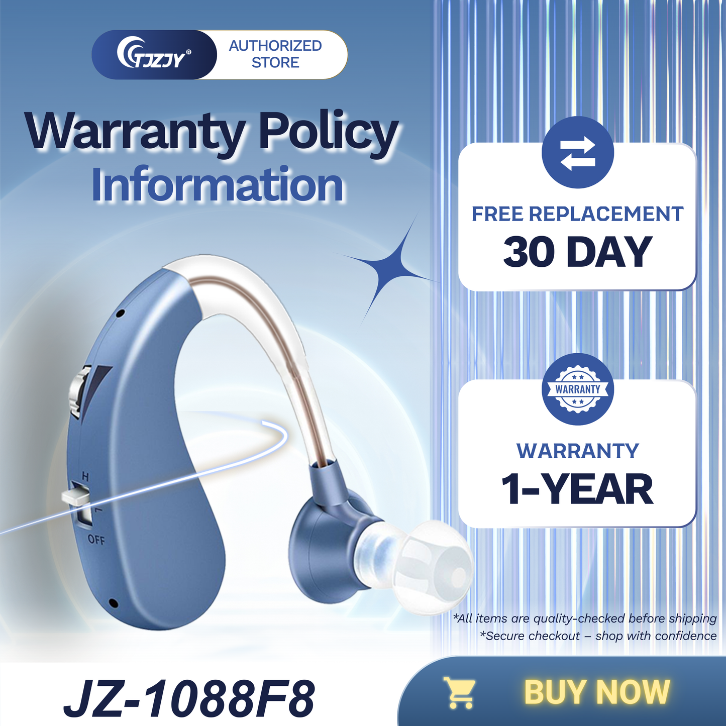 TJZJY 1088F8 Rechargeable Wireless Hearing Aid Headphones For The Elderly, Clear Sound, No Noise, Easy To Use, 12 Month Warranty