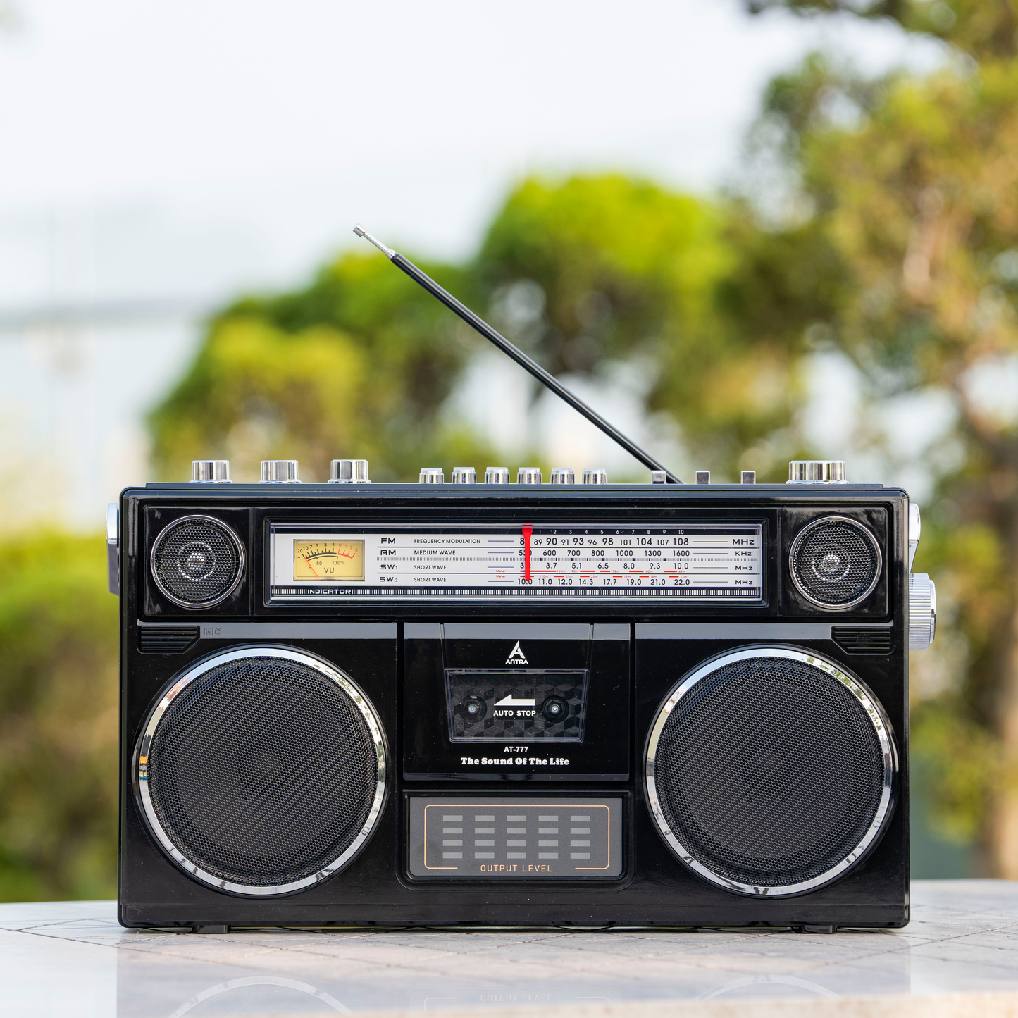 Radio AT-777 Retro Boombox Cassette Recorder | Bluetooth Radio with FM/AM/SW, Dual 5-Inch Stereo Speakers & Free USB and 1 Cassette Tape