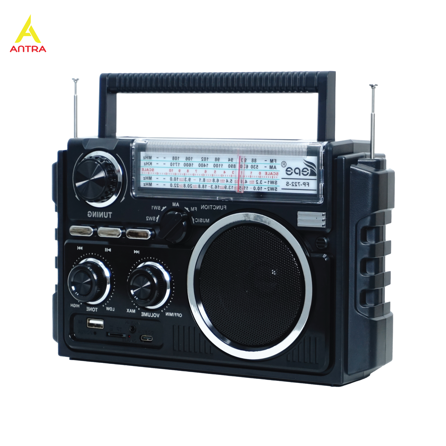 Multi-Band Radio FP-722S | AM FM SW, Bluetooth, Solar Powered & Free USB and Free Shipping