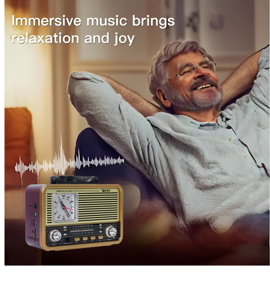 NS-8898BT Portable Retro Radio | Hi-Fi Sound, Multi-Band Receiver & Free USB