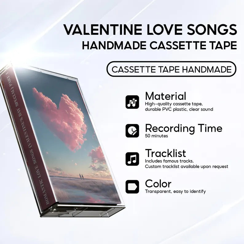 Valentine Love Songs Cassette Tapes – Romantic Mixtape - Custom Analog Cassette Gift