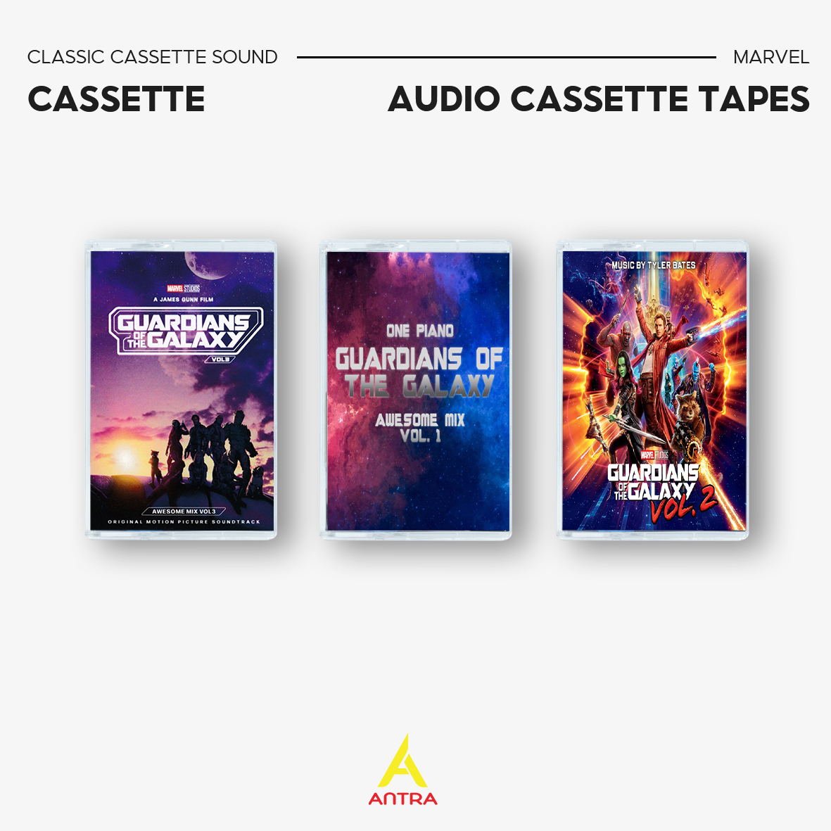 Guardians of the Galaxy Cassette Tape Set - Awesome Mix Vol. 1, 2, 3 - Retro Marvel Soundtrack Collection