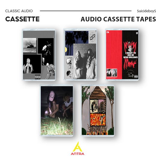 $uicideboy$ Cassette Tape Collection – Grey/Grey, Eternal Grey, I Want to Die in New Orleans, Stop Staring at the Shadows, Long Term Effects of Suffering – Vintage Hip Hop & Underground Rap