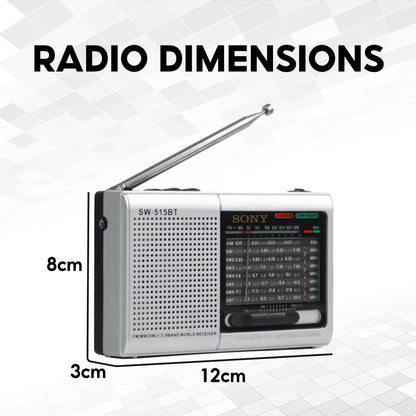 SW-515BT Classic Style Radio - Portable 9-Band Receiver with MP3 Playback & USB/TF Support