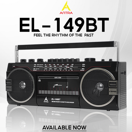 Retro Radio Cassette ANTRA EL-149BT – Bluetooth, SD, Multi-Band Radio, Dual Speakers & Free USB and 1 Cassette Tape