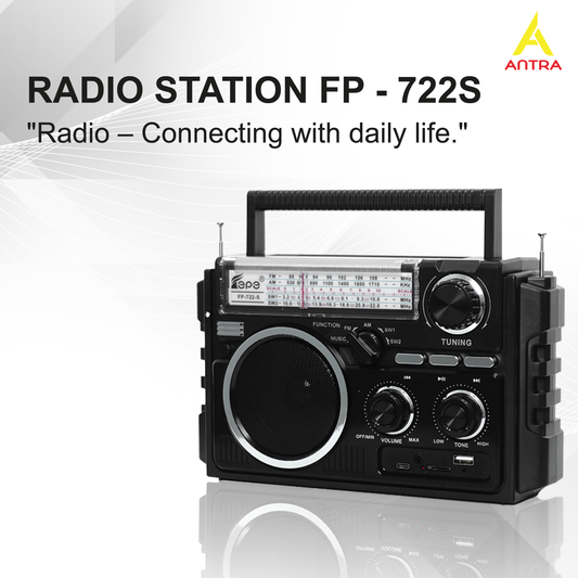 Multi-Band Radio FP-722S | AM FM SW, Bluetooth, Solar Powered & Free USB and Free Shipping