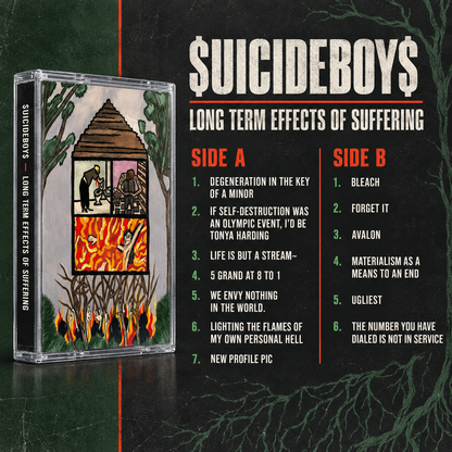 $uicideboy$ Cassette Tape Collection – Grey/Grey, Eternal Grey, I Want to Die in New Orleans, Stop Staring at the Shadows, Long Term Effects of Suffering – Vintage Hip Hop & Underground Rap