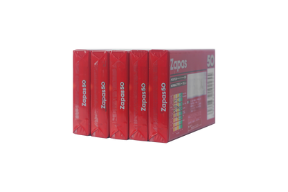 Zapas 50-Minute Blank Cassette Tape - High Output Normal Position, Clear Sound, Transparent Shell, Red Sleeve, Box of 10 Tapes