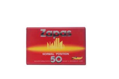 Zapas 50-Minute Blank Cassette Tape - High Output Normal Position, Clear Sound, Transparent Shell, Red Sleeve, Box of 10 Tapes