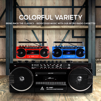 Retro Radio Cassette ANTRA EL-149BT – Bluetooth, SD, Multi-Band Radio, Dual Speakers & Free USB and 1 Cassette Tape