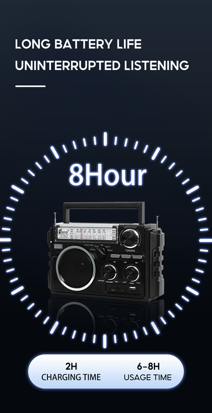 Multi-Band Radio FP-722S | AM FM SW, Bluetooth, Solar Powered & Free USB and Free Shipping
