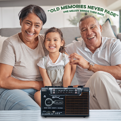 PX-333BT Shortwave Radio Classic Design, Bluetooth Connection, Memory Card, Headphone, AM/FM/SW, 12-month Warranty & Free USB and 1 Cassette Tape