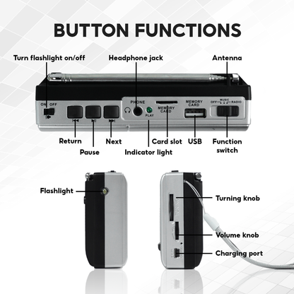 SW-515BT Classic Style Radio - Portable 9-Band Receiver with MP3 Playback & USB/TF Support