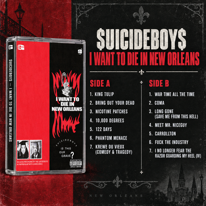 $uicideboy$ Cassette Tape Collection – Grey/Grey, Eternal Grey, I Want to Die in New Orleans, Stop Staring at the Shadows, Long Term Effects of Suffering – Vintage Hip Hop & Underground Rap