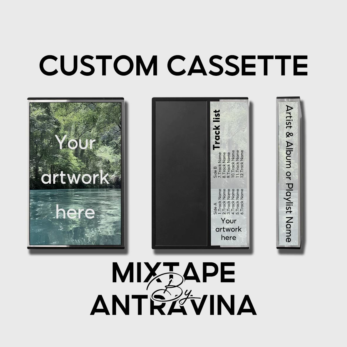 Custom Mixtape Cassette: Personalized Music, J-Card Artwork, Analog Recording