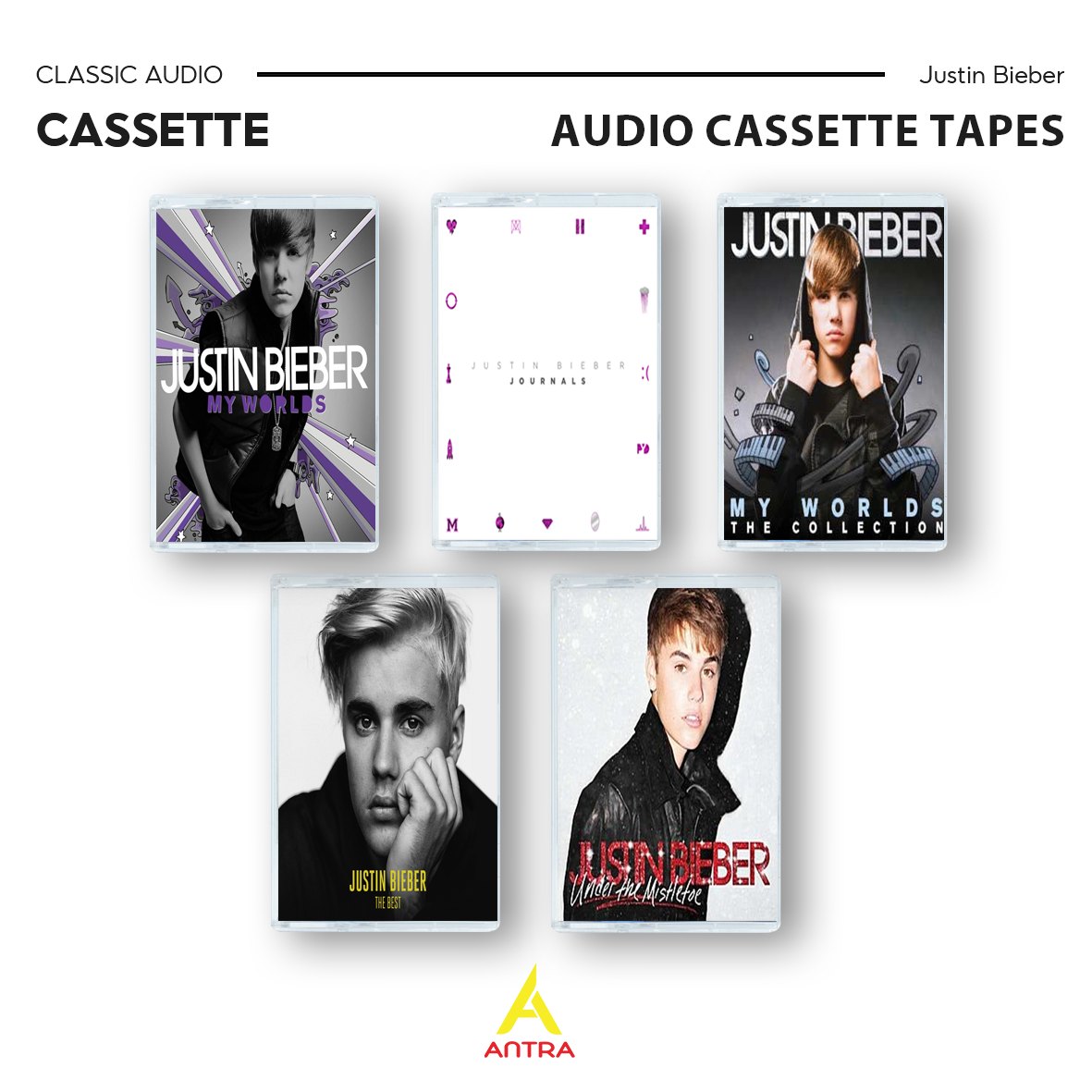 Justin Bieber Retro Cassette Tape Set – Vintage Hand-Recorded Mixtape Collection