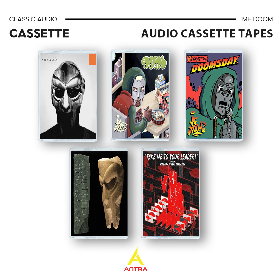 MF DOOM Vintage Cassette Tape Collection – Madvillainy, MM..Food, Operation Doomsday, Born Like This, Take Me To Your Leader – Collectible Hip Hop Mixtape