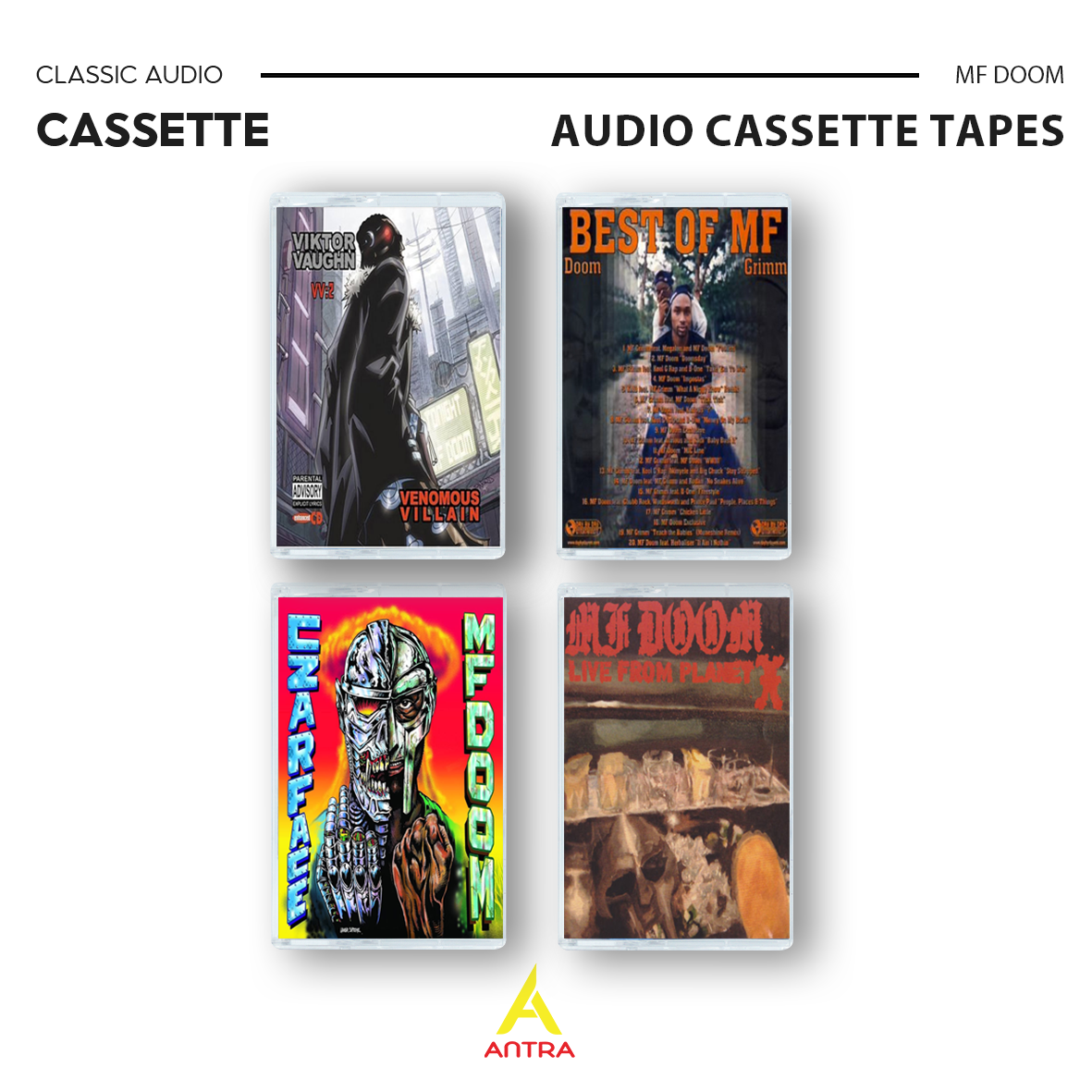 MF DOOM Retro Cassette Tape Set – Venomous Villain, Best Of MF Doom, Czarface, Live From Planet X – Vintage Underground Rap Collectible