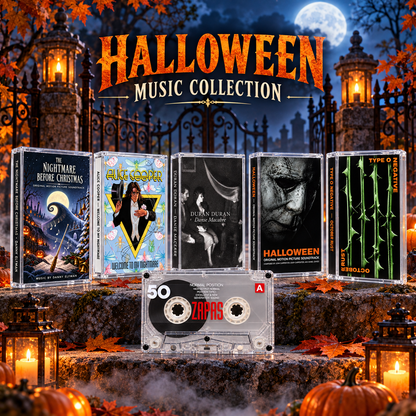 Halloween Cassette Tape Collection – Set of 5 Gothic Horror Albums – Retro Music Gift – Spooky Collector’s Edition