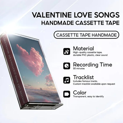 Valentine Love Songs Cassette Tapes – Romantic Mixtape - Custom Analog Cassette Gift