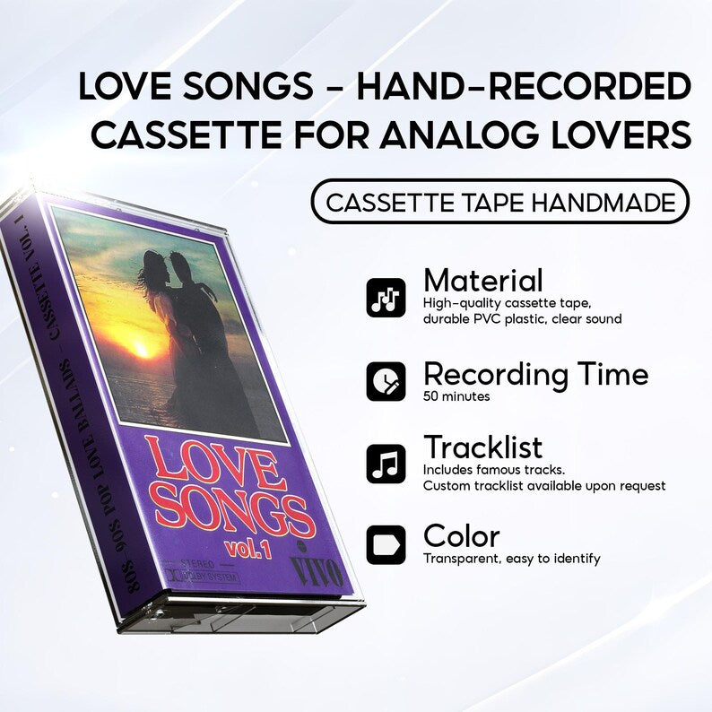 Love Ballads Cassette Collection – Handmade 80s & 90s Inspired Romantic Mixtapes